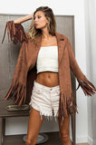 BiBi Single Blazer with Fringed Hem - Trendsi - Flyclothing LLC