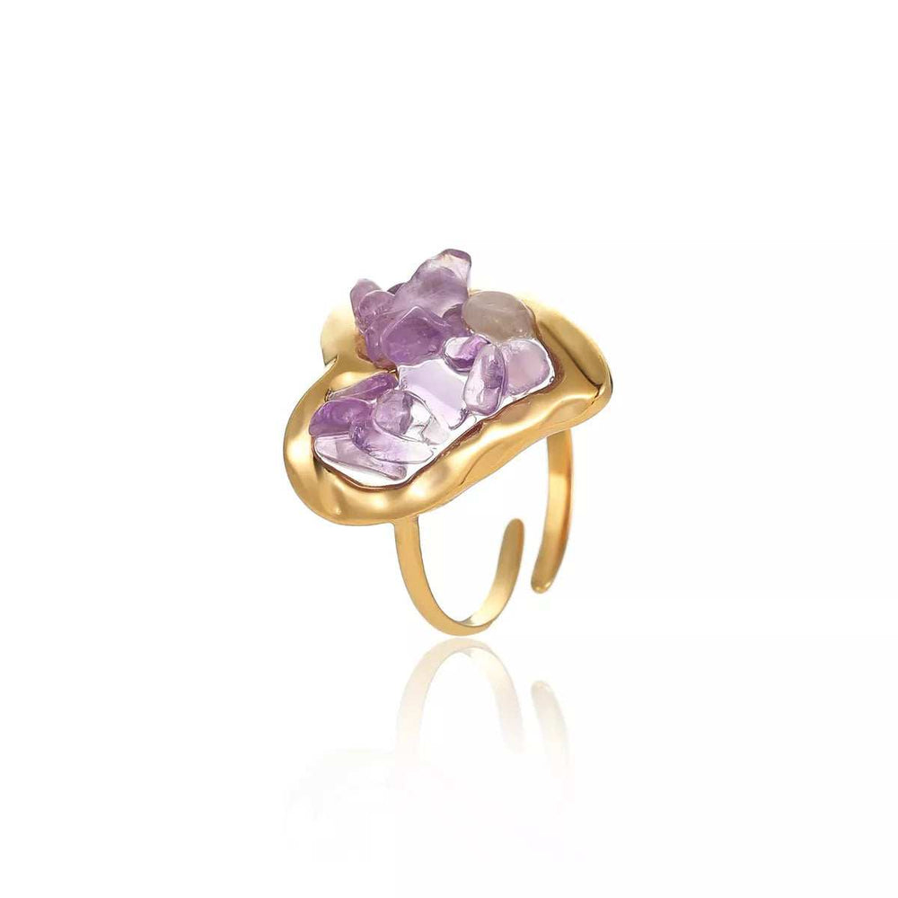 18K Gold-Plated Heart-Shaped Ring - Trendsi - Flyclothing LLC