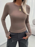 Round Neck Long Sleeve T-Shirt - Trendsi - Flyclothing LLC