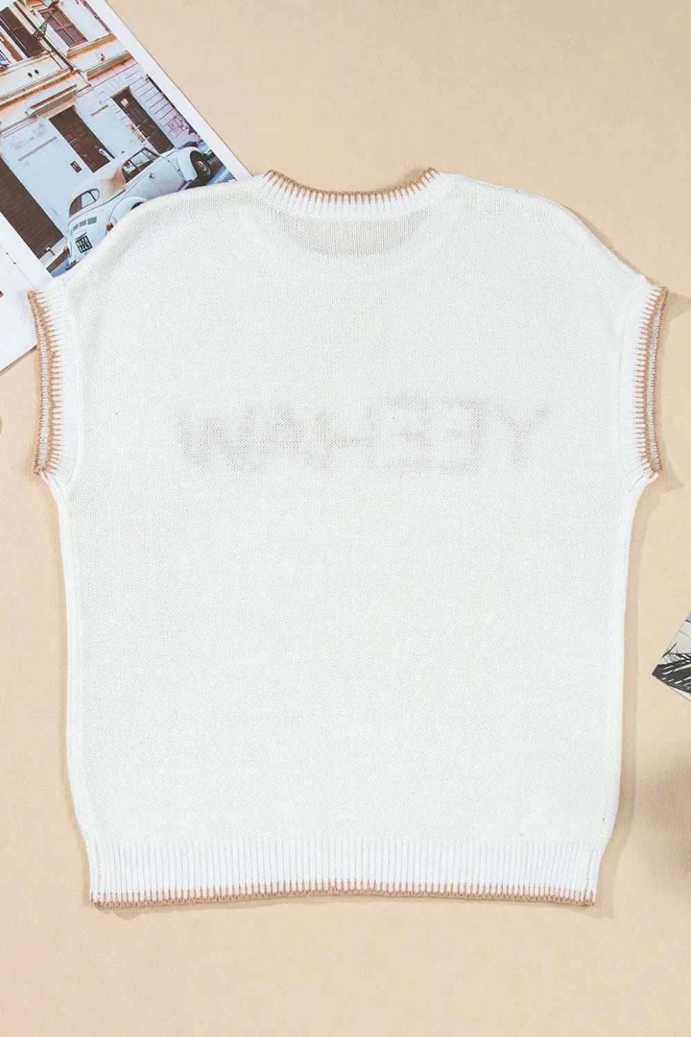 YEEHAW Stitch Edge Crew Neck Knit Top - Trendsi - Flyclothing LLC