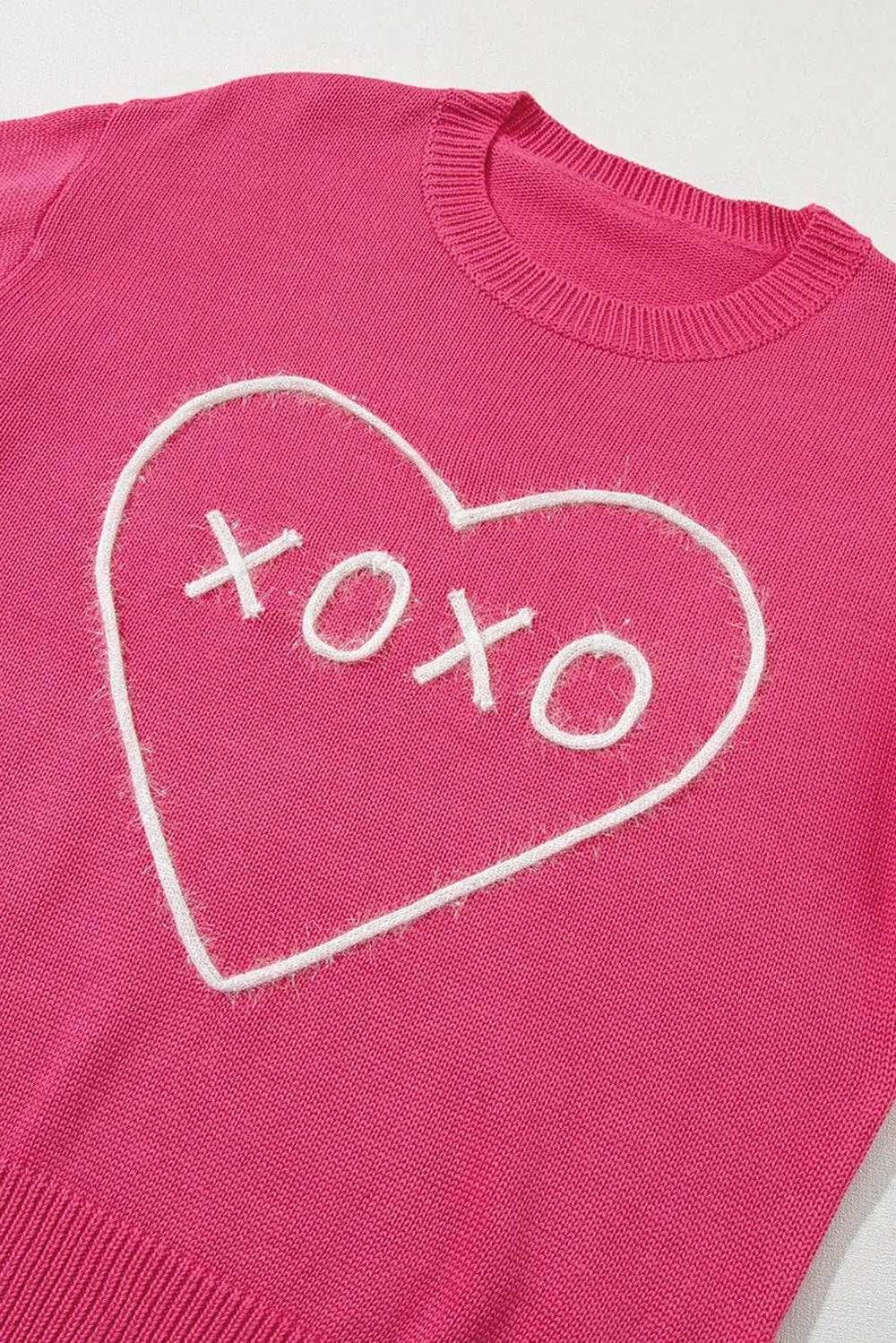 XOXO Round Neck Drop Shoulder Sweater - Trendsi - Flyclothing LLC