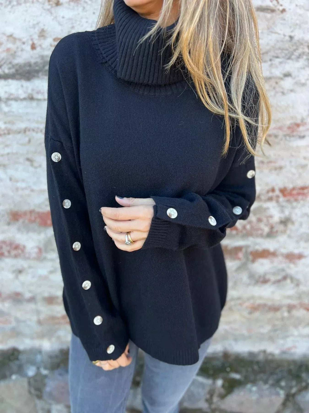 Full Size Turtleneck Long Sleeve Sweater Plus Size - Trendsi - Flyclothing LLC