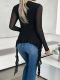 Flower Scoop Neck Long Sleeve Top - Trendsi - Flyclothing LLC