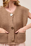 SO ME Big Metal Button Front Sweater Vest - Trendsi - Flyclothing LLC
