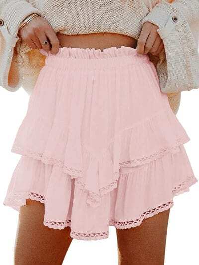 Lovelet Lace Detail Layered Skirt - Trendsi - Flyclothing LLC