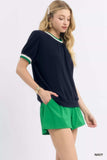 Umgee Puff Sleeve Knit Top with Contrast Rib Trim - Trendsi - Flyclothing LLC