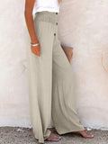 Full Size Decorative Button High Waist Pants - Trendsi - Flyclothing LLC