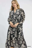 Umgee Floral Print Boho Midi Dress - Trendsi - Flyclothing LLC