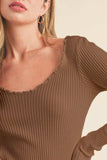 Aemi + Co Lettuce Hem Scoop Neck Long Sleeve Knit Top - Trendsi - Flyclothing LLC