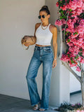 Frayed Hem High-Waisted Wide Leg Jeans - Trendsi - Flyclothing LLC