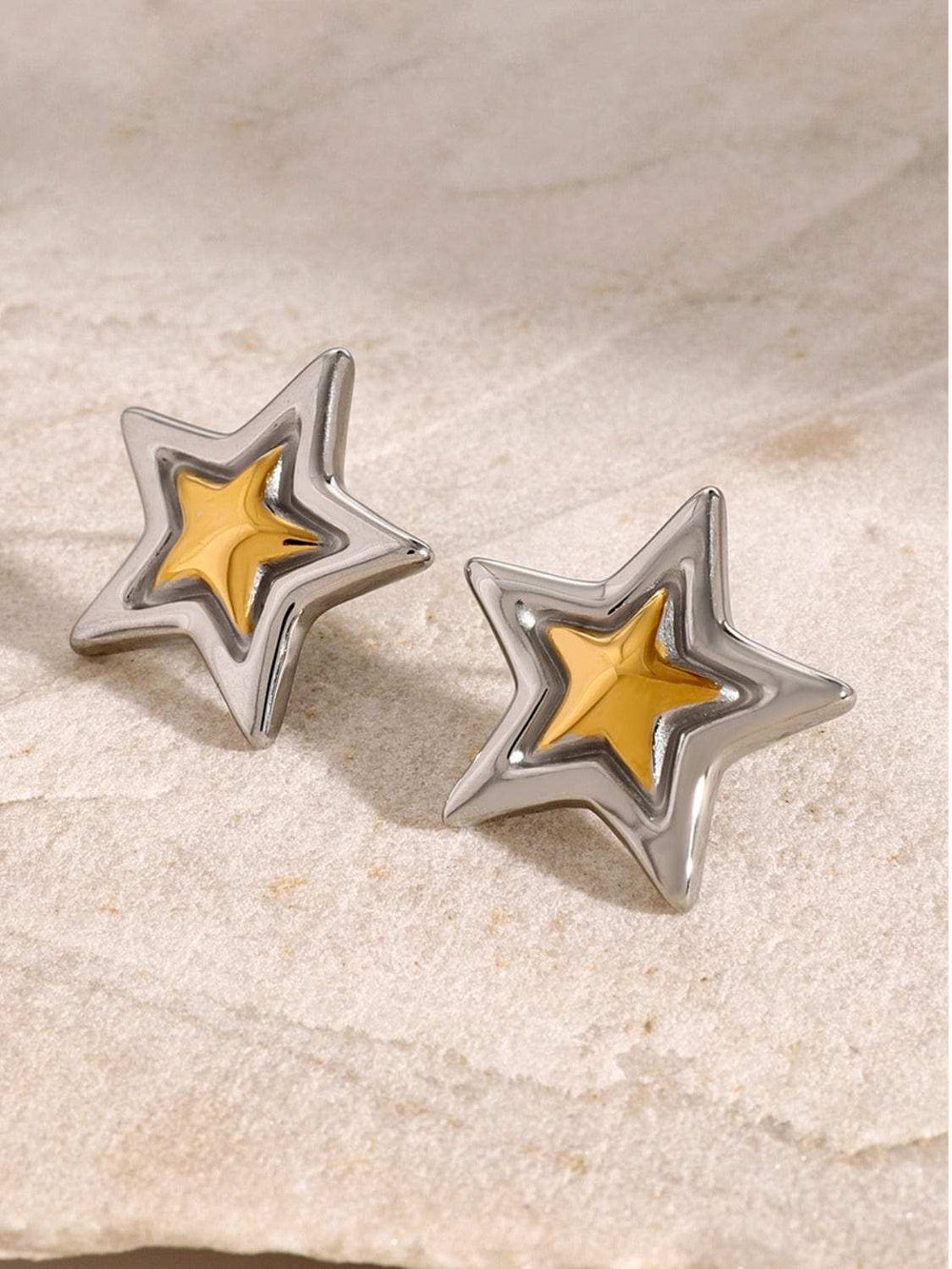 Stainless Steel Star Stud Earrings - Trendsi - Flyclothing LLC