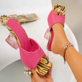 Contrast Peep Toe Block Heel Sandals - Trendsi - Flyclothing LLC