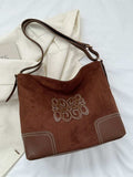 Suede Patch Adjustable Strap Tote Bag - Trendsi - Flyclothing LLC