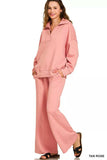 Zenana Scuba Collared Pullover and Pants Set - Trendsi - Flyclothing LLC