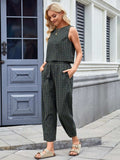 Plaid Sleeveless Top and Pants Set - Trendsi - Flyclothing LLC