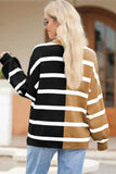 Striped Round Neck Long Sleeve Knit Top - Trendsi - Flyclothing LLC