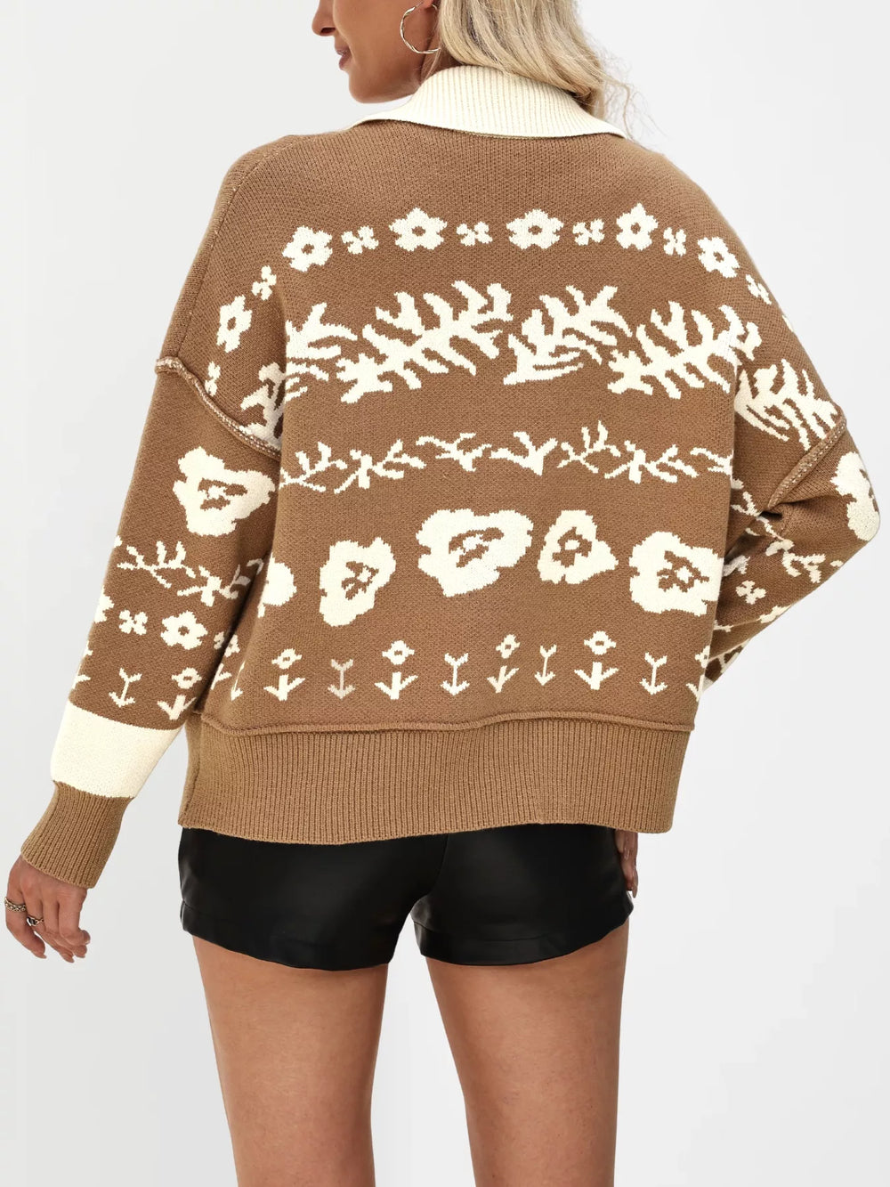 Floral Pattern Button-Down Cardigan - Trendsi - Flyclothing LLC