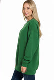 Zenana Oversized Round Neck Fleece Tunic Sweatshirt - Trendsi - Flyclothing LLC