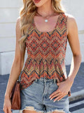 Printed Scoop Neck Wide Strap Tank - Trendsi - Flyclothing LLC