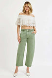 RISEN Full Size Tummy Control High Rise Crop Barrel Jeans Plus Size - Trendsi - Flyclothing LLC