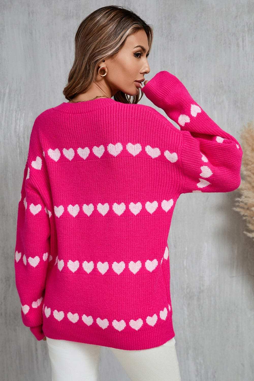 Angel Wings Heart Round Neck Long Sleeve Sweater - Trendsi - Flyclothing LLC