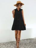 Button Up Sleeveless Mini Dress - Trendsi - Flyclothing LLC