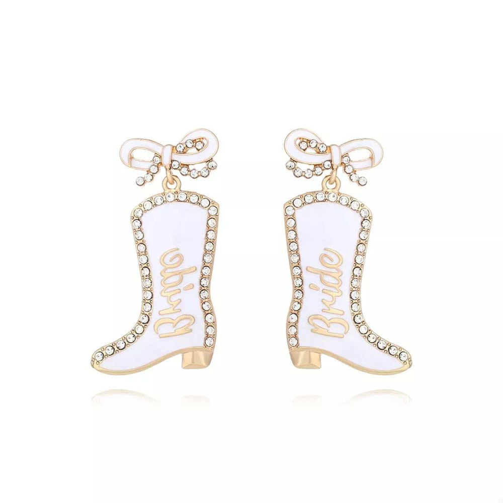 Cowgirl Boot Dangle Earrings with Bow - Trendsi - Flyclothing LLC