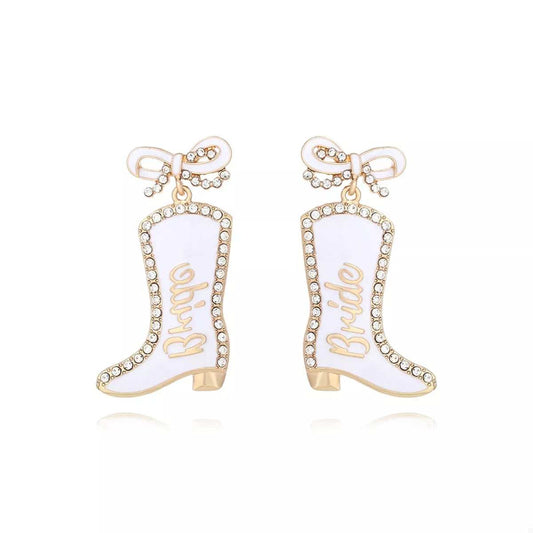 Cowgirl Boot Dangle Earrings with Bow - Trendsi - Flyclothing LLC