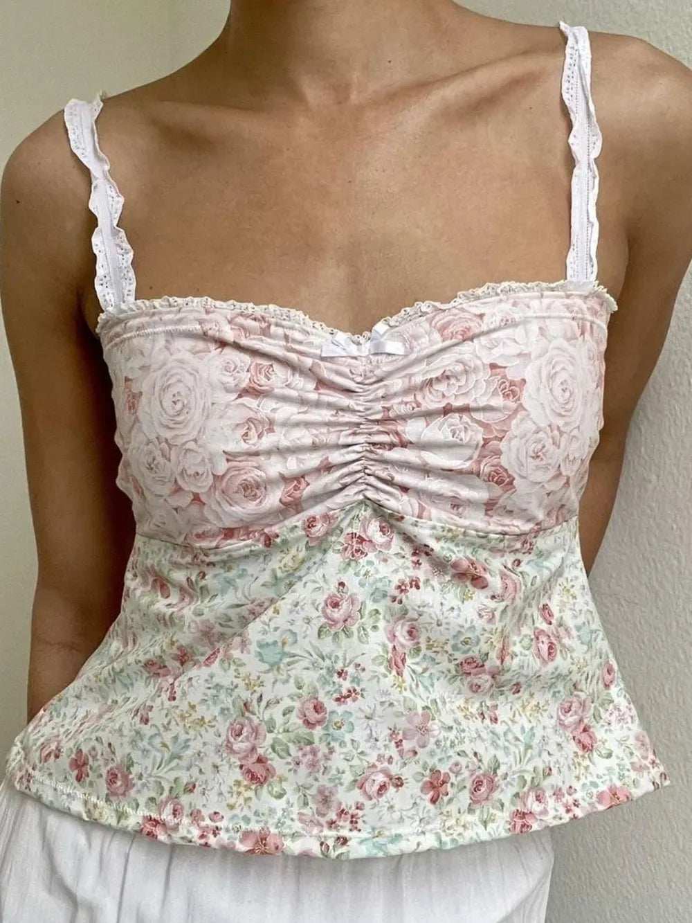 Lace Detail Floral Sweetheart Neck Cami - Trendsi - Flyclothing LLC