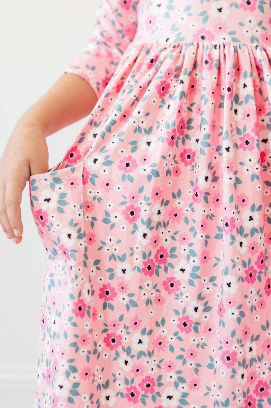 Azalea 3/4 Sleeve Pocket Twirl Dress - Mila & Rose ® - Flyclothing LLC