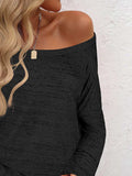 Full Size Heathered Long Sleeve Top - Trendsi - Flyclothing LLC