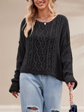 Textured Knit Round Neck Sweater - Trendsi - Flyclothing LLC