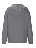Drawstring Quarter Button Long Sleeve Hoodie - Trendsi - Flyclothing LLC