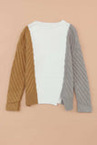 Color Block Textured Drop Shoulder Sweater - Trendsi - Flyclothing LLC