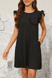 Pocketed Ruffled Cap Sleeve Mini Dress - Trendsi - Flyclothing LLC