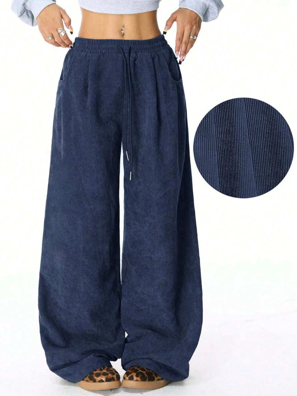 Drawstring Wide Leg Pants - Trendsi - Flyclothing LLC