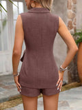 Sleeveless Blazer and Shorts Set - Trendsi - Flyclothing LLC