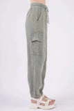 VERY J Washed Woven Crinkle Gauze Drawstring Pants - Trendsi - Flyclothing LLC