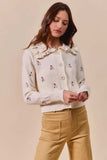 SO ME Collared Floral Embroidered Button Down Sweater Cardigan - Trendsi - Flyclothing LLC