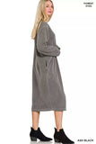 Zenana Soft Fleece Pigment Dye Sweatshirts Dress - Trendsi - Flyclothing LLC