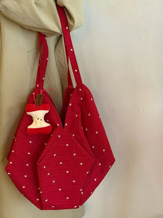Polka Dot Handbag with Apple Charm - Trendsi - Flyclothing LLC