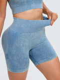 Washed High Waist Active Shorts - Trendsi - Flyclothing LLC