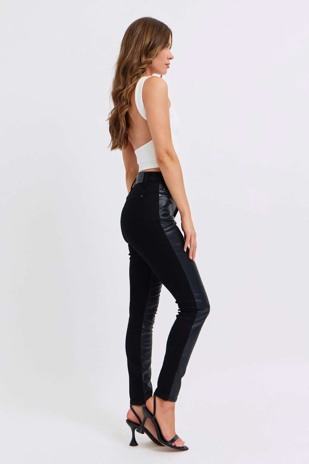 Judy Blue Plus Size HW Faux Leather Skinny Pants - Trendsi - Flyclothing LLC