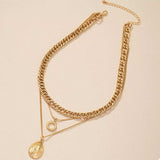 18K Gold-Plated Three-Layered Pendant Necklace - Trendsi - Flyclothing LLC