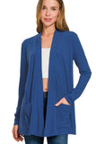 Zenana Slouchy Lightweight Open Front Pocket Cardigan - Trendsi - Flyclothing LLC