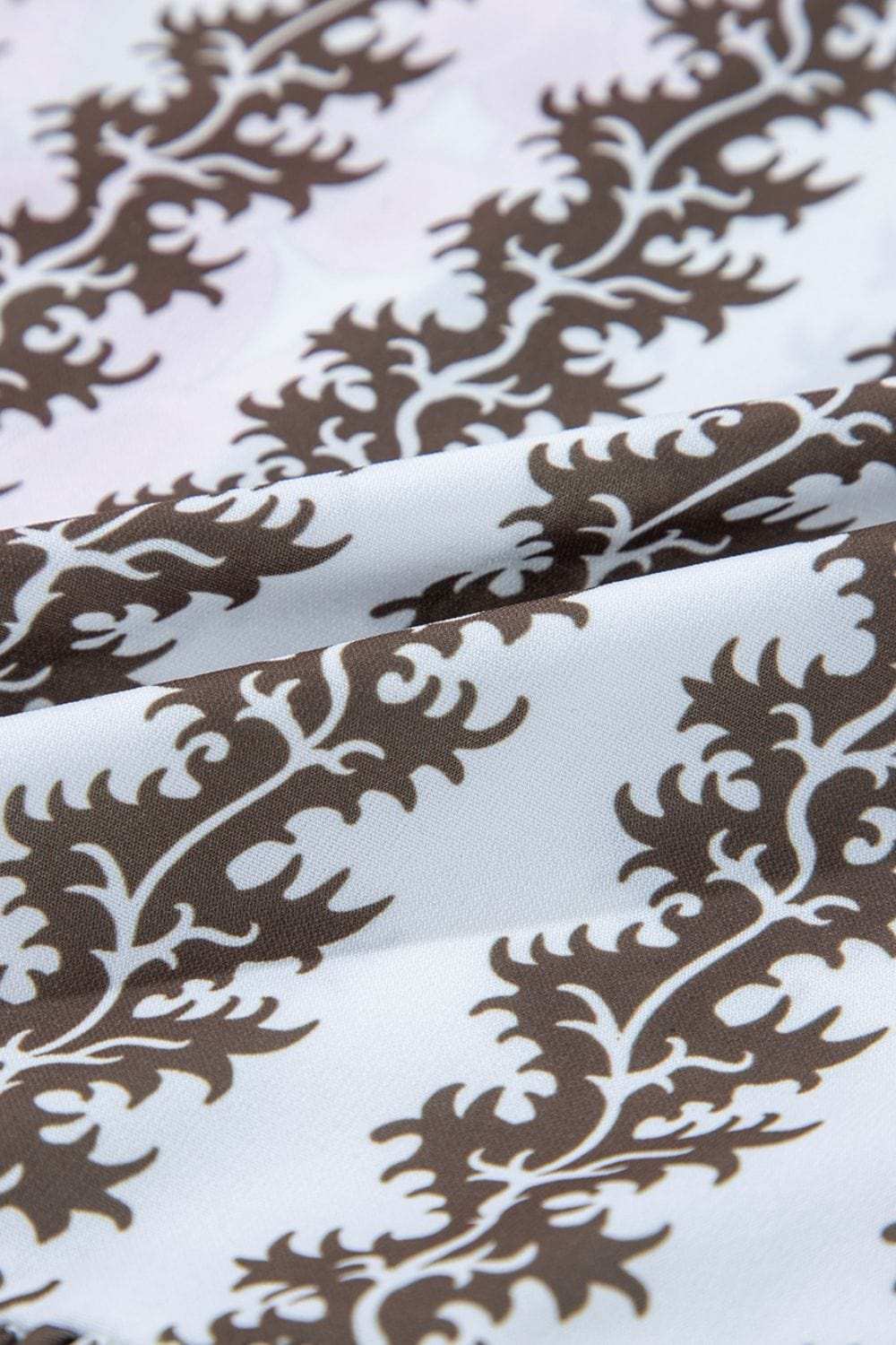 Printed Notched 3/4 Sleeve Mini Dress - Trendsi - Flyclothing LLC