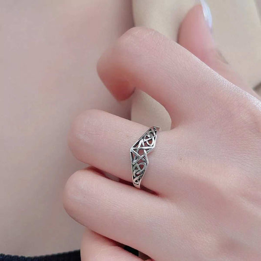 925 Sterling Silver Geometric Ring - Trendsi - Flyclothing LLC