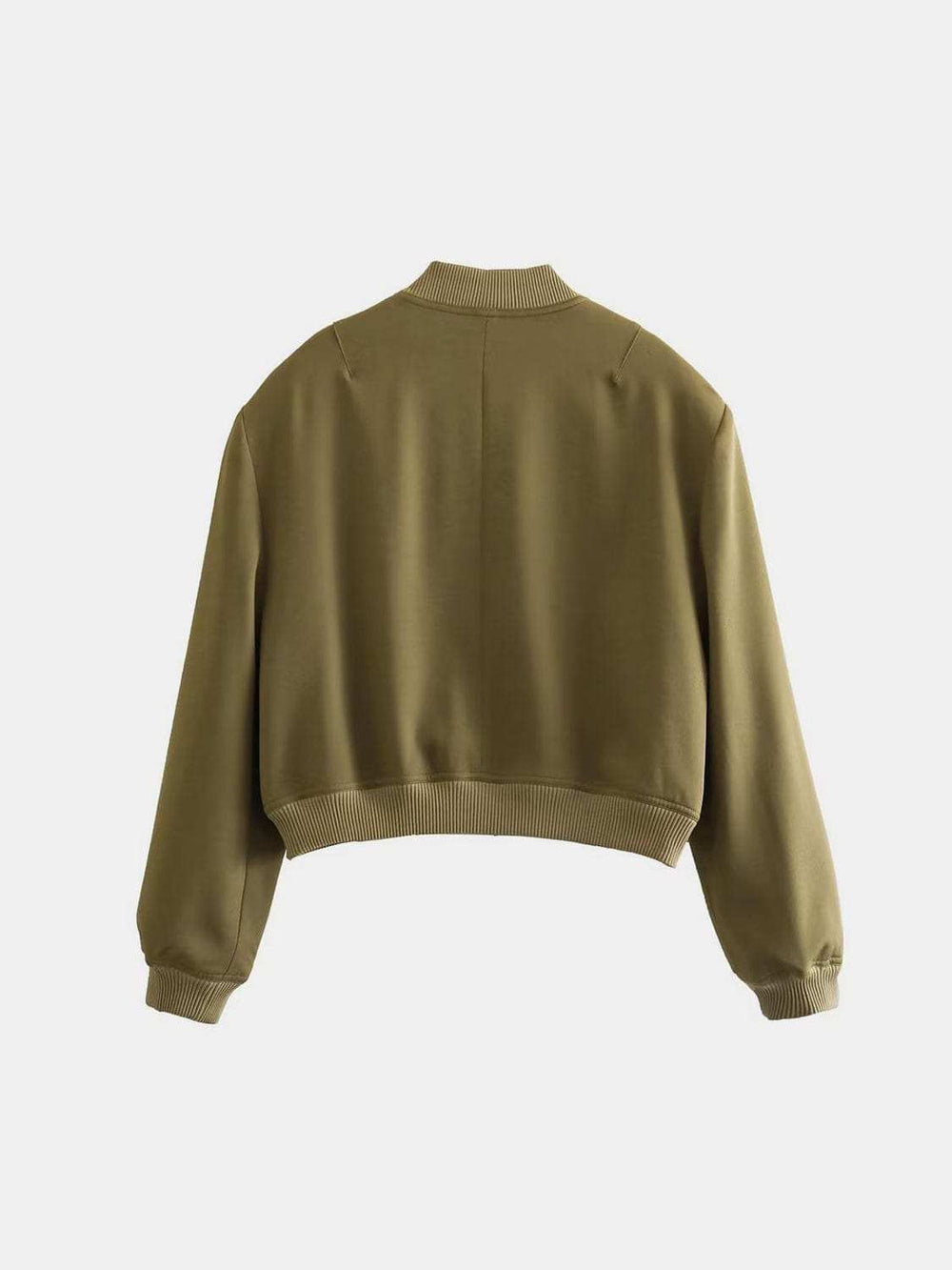 Pocketed Snap Down Baseball Collar Jacket - Trendsi - Flyclothing LLC