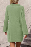 Collared Neck Long Sleeve Sweater Dress with Pockets - Trendsi - Flyclothing LLC