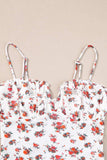 Floral Frilled Trim Spaghetti Straps Bodysuit - Trendsi - Flyclothing LLC